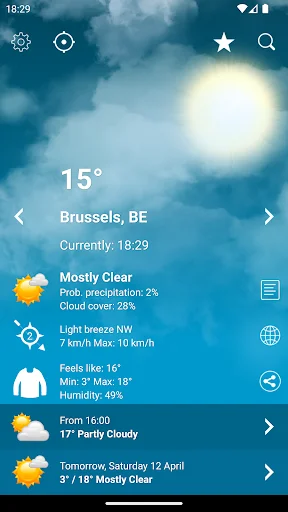 Weather Belgium XL PRO ডাউনলোড করুন – সেরা আবহাওয়া পূর্বাভাস - Screenshot 1