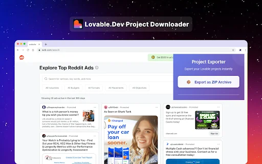 Lovable.dev Project Downloader – জিপ ফাইল হিসেবে ডাউনলোড করুন - Screenshot 1