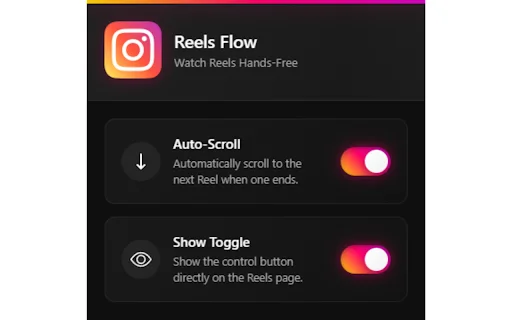 Reels Flow ডাউনলোড করুন – ইনস্টাগ্রাম রিলস অটো স্ক্রল এক্সটেনশন - Screenshot 1