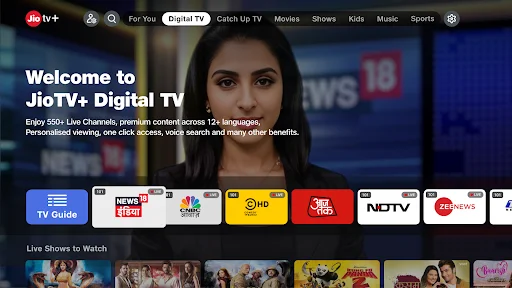 Jiotv+ লেটেস্ট ভার্সন ডাউনলোড করুন – ৮০০+ লাইভ টিভি চ্যানেল - Screenshot 1