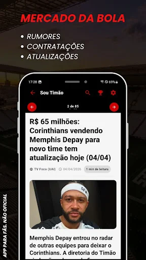 Sou Timão Notícias Corinthians ডাউনলোড করুন – সেরা ফুটবল আপডেট - Screenshot 3