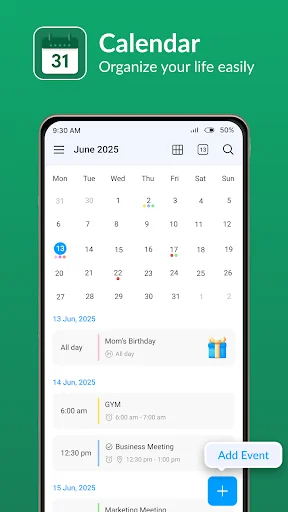 Calendar: Reminder your task ডাউনলোড করুন – সেরা ডেইলি প্ল্যানার ও শিডিউল অ্যাপ - Screenshot 1