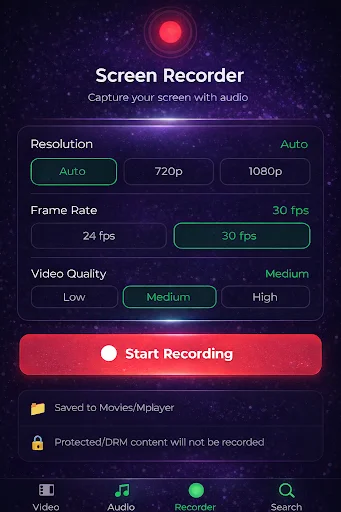 MPlayer ডাউনলোড করুন – HD ভিডিও, মিউজিক এবং স্ক্রিন রেকর্ডার - Screenshot 6