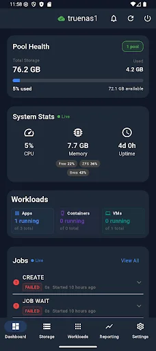 NASDeck – TrueNAS সার্ভার নিয়ন্ত্রণ ও মনিটর করুন দ্রুত - Screenshot 1