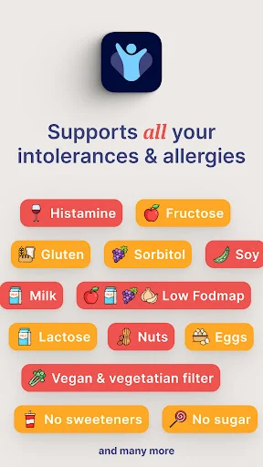 InTolerApp ডাউনলোড করুন – হিস্টামিন ও FODMAP ট্র্যাকার - Screenshot 1