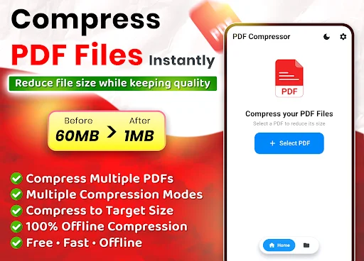 PDF Compressor ডাউনলোড করুন – পিডিএফ সাইজ কমান ১ এমবি-র নিচে - Screenshot 1