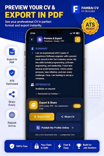 Fambai CV Builder ডাউনলোড করুন – ATS ফ্রেন্ডলি সিভি ও পোর্টফোলিও - Screenshot 6
