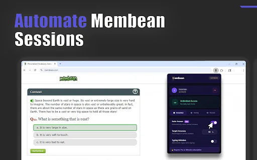 Membean Hack ডাউনলোড করুন – সেরা Membean অটোমেশন টুল - Screenshot 1