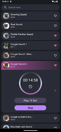 Cougar and Mountain Lion Sound ডাউনলোড করুন – সেরা সাউন্ড ক্লিপস - Screenshot 3