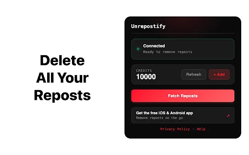 Unrepostify ডাউনলোড করুন – TikTok রিপোস্ট এক ক্লিকে মুছে ফেলুন - Screenshot 1