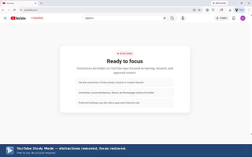 YouTube Study Mode ডাউনলোড করুন – মনোযোগ বাড়ান ও distractions মুক্ত থাকুন - Screenshot 1