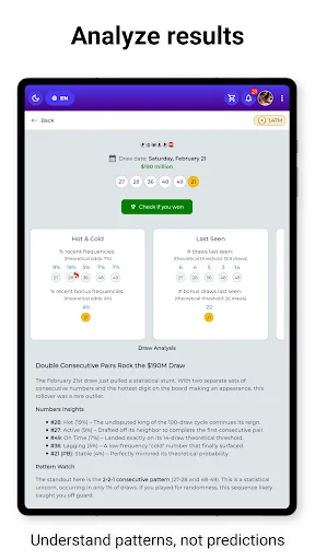 Lucky Picks: Lottery AI ডাউনলোড করুন – সেরা লটারি নম্বর জেনারেটর - Screenshot 23