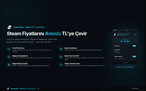 4zamLabs Steam TL Converter ডাউনলোড করুন – গেমের দাম সহজে দেখুন - Screenshot 1