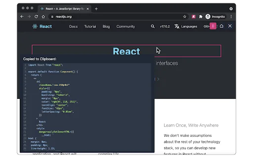 HTML to React ডাউনলোড করুন – দ্রুত JSX কোড জেনারেটর - Screenshot 1
