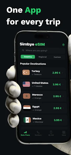 Simbye ডাউনলোড করুন – ১৯০+ দেশে আনলিমিটেড eSIM ডেটা ও কল - Screenshot 1