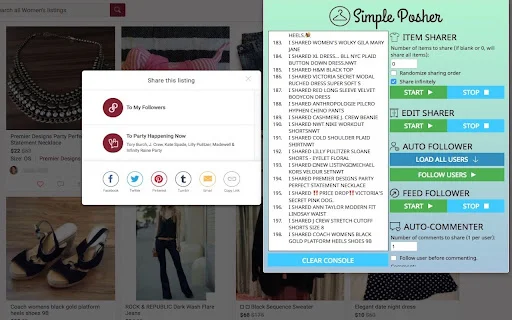 Simple Posher ডাউনলোড করুন – Poshmark অটোমেশন টুল - Screenshot 1