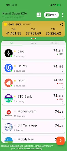 Remit Saver KSA ডাউনলোড করুন – সেরা রেমিট্যান্স রেট খুঁজুন - Screenshot 1