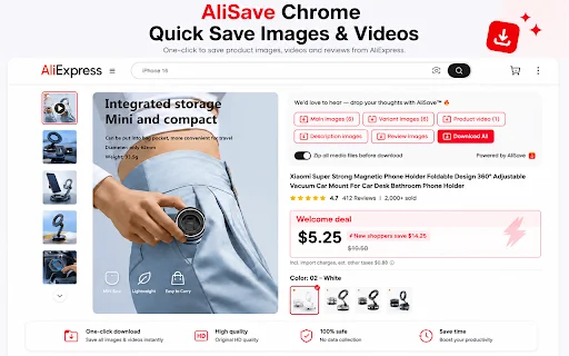 AliSave – AliExpress ও Alibaba থেকে ছবি ও ভিডিও ডাউনলোড করুন - Screenshot 5