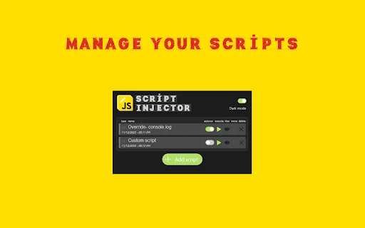 Script Injector ডাউনলোড করুন – ব্রাউজারে কাস্টম স্ক্রিপ্ট রান করুন - Screenshot 1
