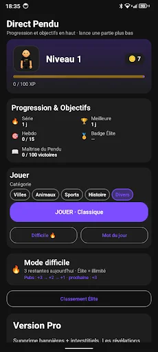 Pendu – Jeu de mots Direct ডাউনলোড করুন: সেরা হ্যাংম্যান গেম - Screenshot 2