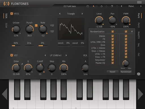 Flowtones ডাউনলোড করুন – অ্যান্ড্রয়েডের সেরা ভার্চুয়াল অ্যানালগ সিন্থেসাইজার - Screenshot 11