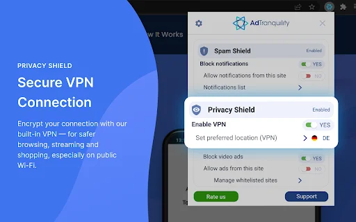 AdTranquility Adblocker & VPN ডাউনলোড করুন – নিরাপদ ব্রাউজিং - Screenshot 3