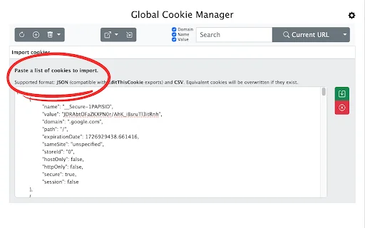 Global Cookie Manager ডাউনলোড করুন – সেরা কুকি এডিটর ও টুলস - Screenshot 6