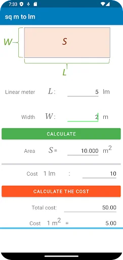 Linear Meter to m2 Calculator ডাউনলোড করুন – দ্রুত এবং নির্ভুল পরিমাপ - Screenshot 2