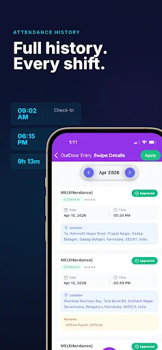 SmartOffice lite ডাউনলোড করুন – সেরা টাইম ও অ্যাটেনডেন্স অ্যাপ - Screenshot 7