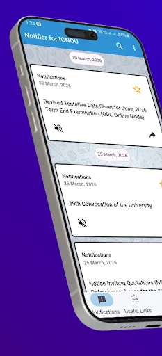Notifier for IGNOU – সর্বশেষ আপডেট ও নোটিফিকেশন পান এখনই - Screenshot 1