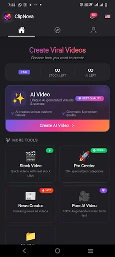 ClipNova AI ডাউনলোড করুন – সেরা ফ্রি এআই ভিডিও মেকার ও অটো-পাবলিশ - Screenshot 1