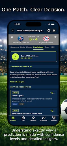 TipKick: AI স্পোর্টস প্রেডিকশন ডাউনলোড করুন – সেরা বেটিং টিপস - Screenshot 2