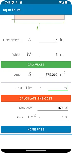 Linear Meter to m2 Calculator ডাউনলোড করুন – দ্রুত এবং নির্ভুল পরিমাপ - Screenshot 8