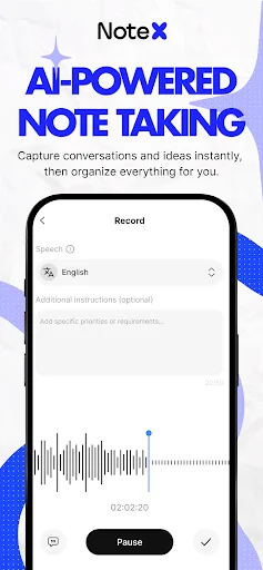 NoteX ডাউনলোড করুন – AI ভিত্তিক মিটিং নোট এবং ভয়েস ট্রান্সক্রিপশন - Screenshot 1