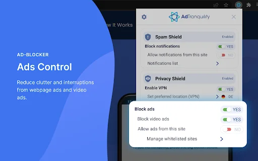 AdTranquility Adblocker & VPN ডাউনলোড করুন – নিরাপদ ব্রাউজিং - Screenshot 4