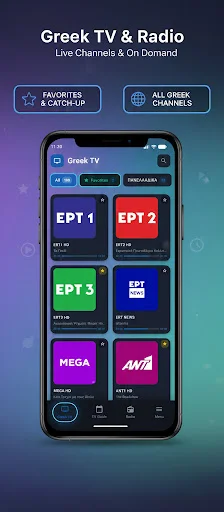 Greek TV Live & Radio ডাউনলোড করুন – সেরা গ্রিক বিনোদন অ্যাপ - Screenshot 1