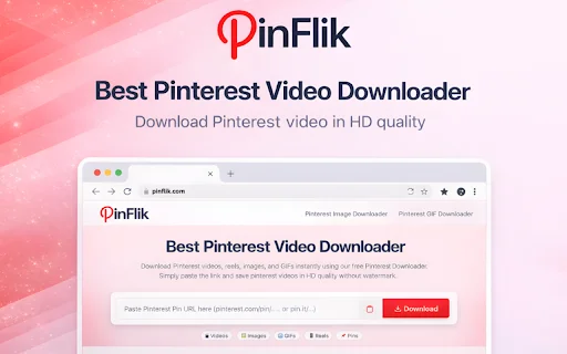 PinFlik – Pinterest থেকে ভিডিও, ইমেজ ও GIF ডাউনলোড করুন - Screenshot 1