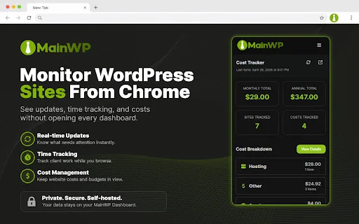 MainWP Browser Extension ডাউনলোড করুন – ওয়েবসাইট ম্যানেজমেন্ট টুল - Screenshot 4