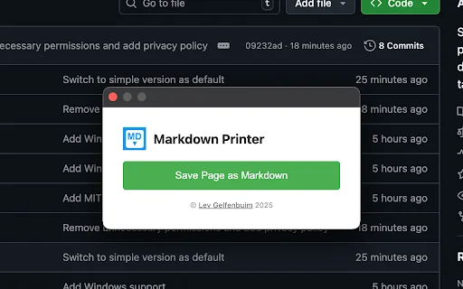 Markdown Printer ডাউনলোড করুন – ওয়েব পেজকে Markdown হিসেবে সেভ করুন - Screenshot 1