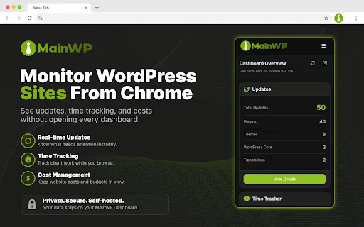 MainWP Browser Extension ডাউনলোড করুন – ওয়েবসাইট ম্যানেজমেন্ট টুল - Screenshot 1