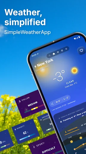 SimpleWeatherApp ডাউনলোড করুন – লাইভ রাডার ও উইজেট ফ্রি - Screenshot 1