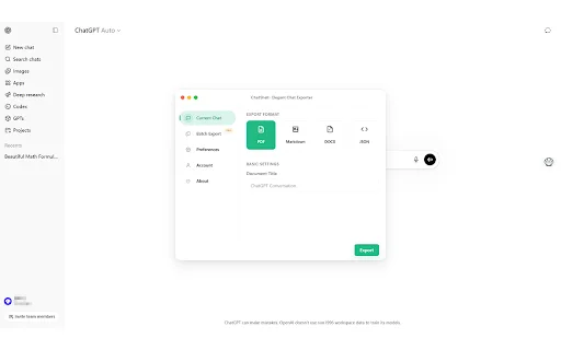 Download ChatShell: Export ChatGPT to PDF, DOCX & Markdown - Screenshot 1