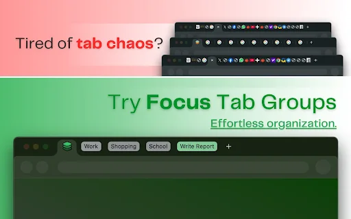 Focus Tab Groups ডাউনলোড করুন – ব্রাউজার ট্যাব ব্যবস্থাপক - Screenshot 1