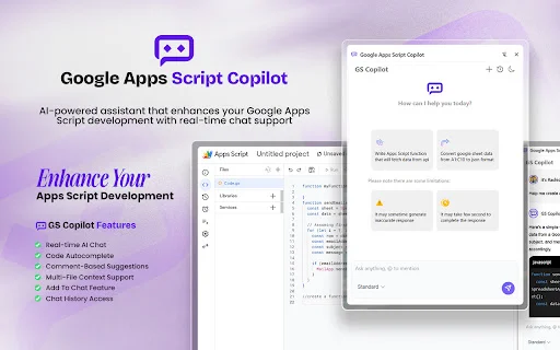 Google Apps Script Copilot ডাউনলোড করুন – AI কোডিং অ্যাসিস্ট্যান্ট - Screenshot 1