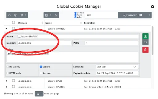 Global Cookie Manager ডাউনলোড করুন – সেরা কুকি এডিটর ও টুলস - Screenshot 3