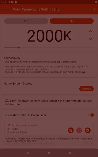 Color Temperature Setting Lite ডাউনলোড করুন – চোখের আরামের জন্য সেরা অ্যাপ - Screenshot 10