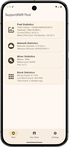 SupportXMR Pool ডাউনলোড করুন – সেরা মাইনিং মনিটর অ্যাপ - Screenshot 1